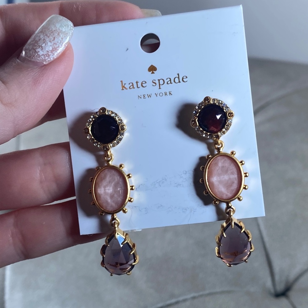 Kate Spade Pink & Purple Gem Drop Earrings - Picture 9 of 9